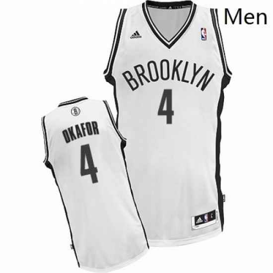 Mens Adidas Brooklyn Nets 4 Jahlil Okafor Swingman White Home NBA Jersey